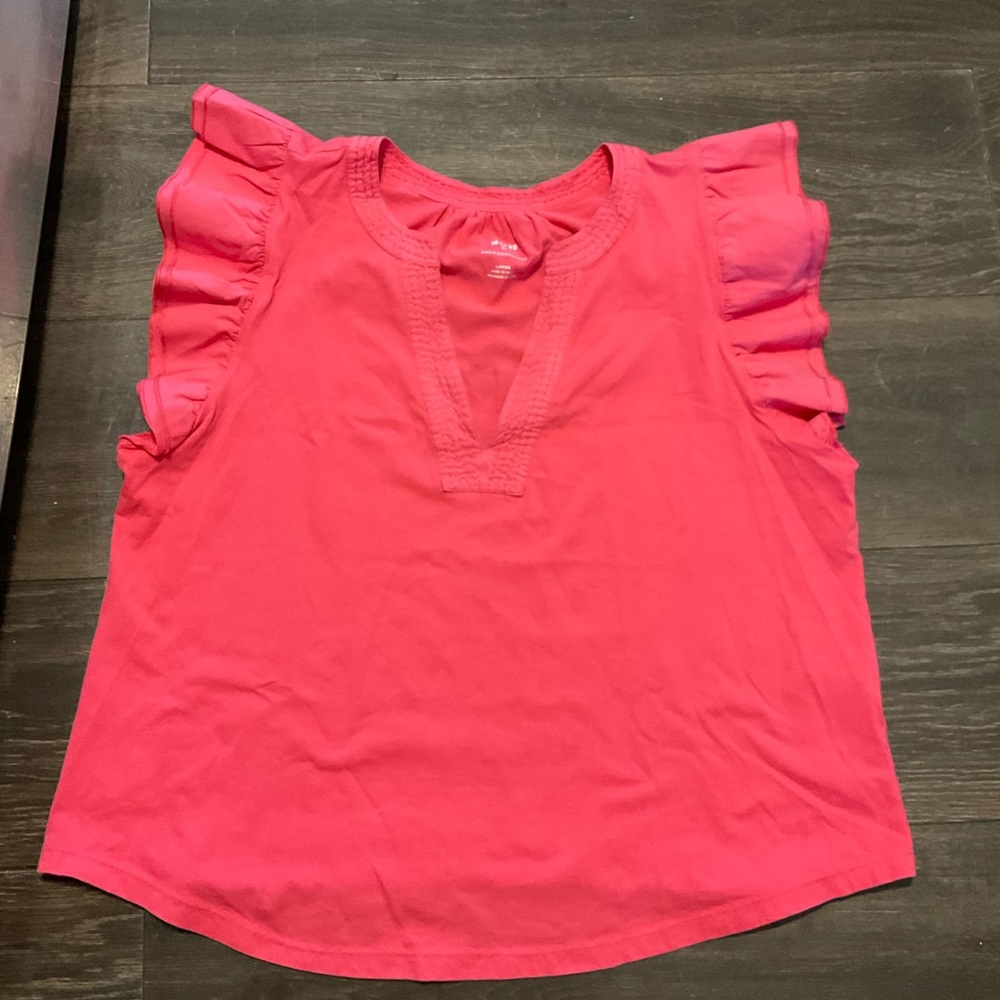 Anthropologie Fuchsia Ruffle Sleeve Blouse